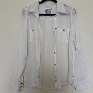 Vintage Dockers white  button Down Long sleeve linen shirt size XL